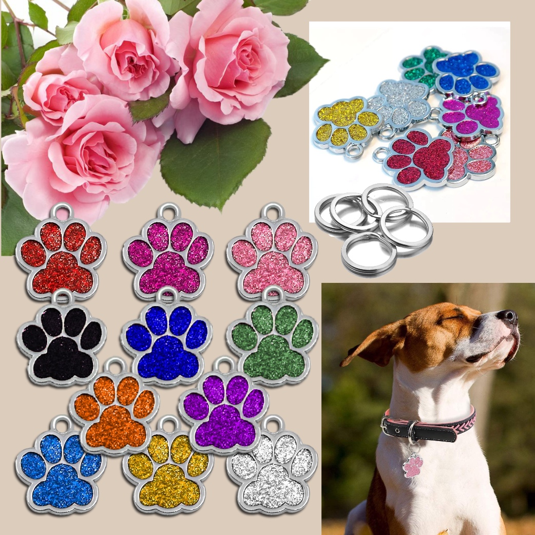 Small Glitter Paw Shape Pet id Tags Small Glitter Paw Shape Pet id Tags